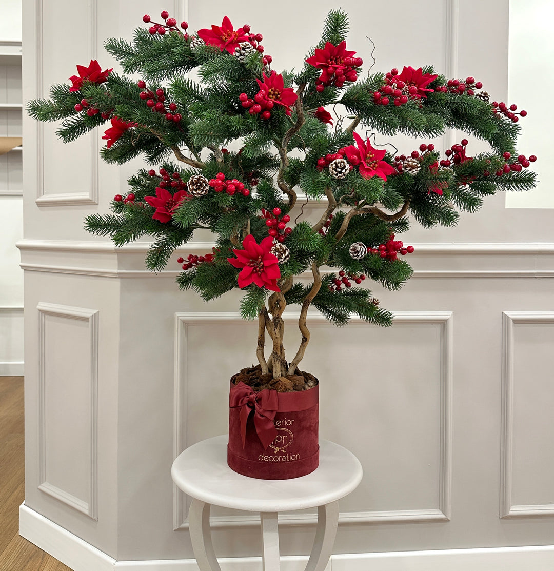ALBERO-DI-NATALE-COMPOSTO -COME IN FOTO-CON BASE BOURDEAUX-H80cm