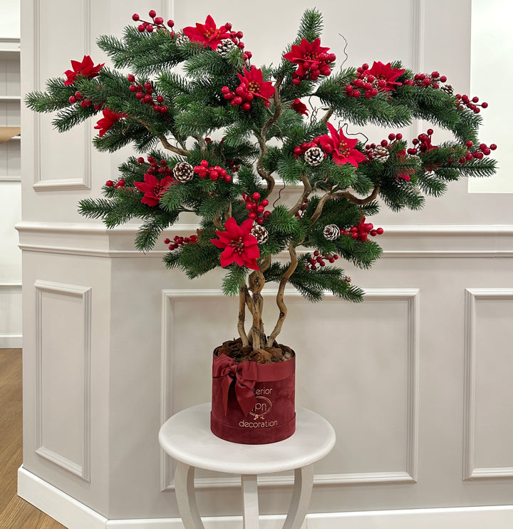 ALBERO-DI-NATALE-COMPOSTO -COME IN FOTO-CON BASE BOURDEAUX-H80cm