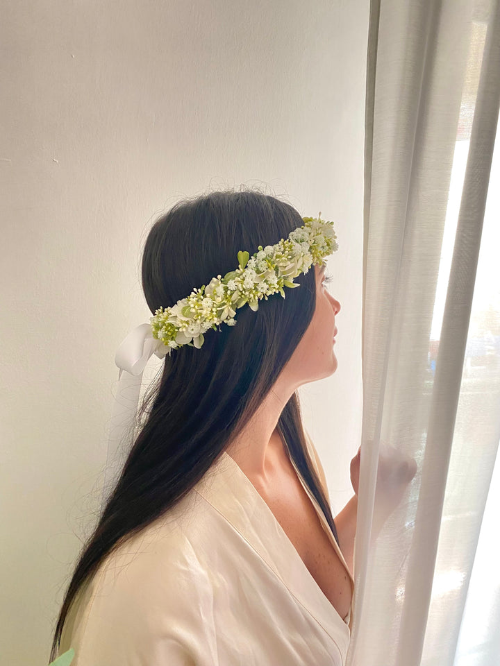 CORONCINA-MODELLO SPOSA-TONALITÀ-BIANCO-VERDE.