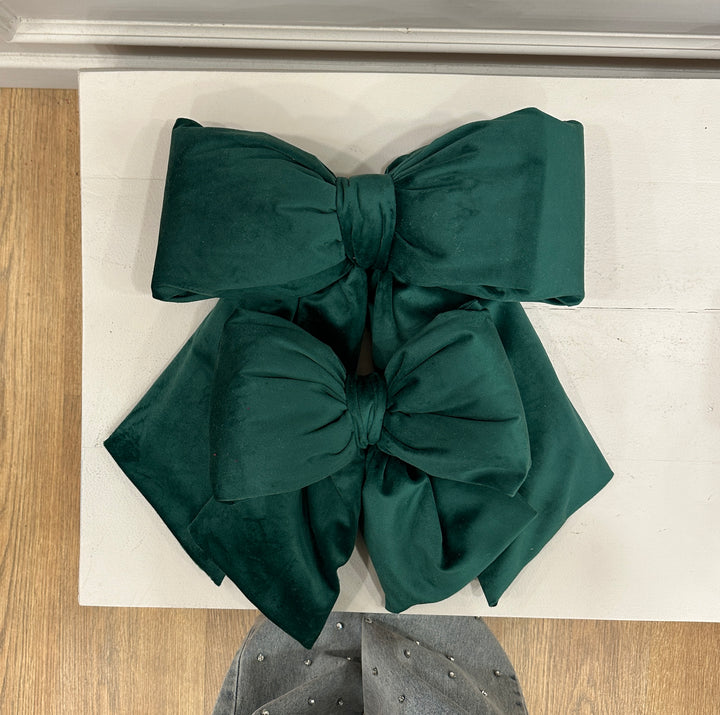 FIOCCO-IN-VELLUTO-PUNTALE-VERDE-DISPONIBILE IN DUE DIMENSIONI-40cm/30cm