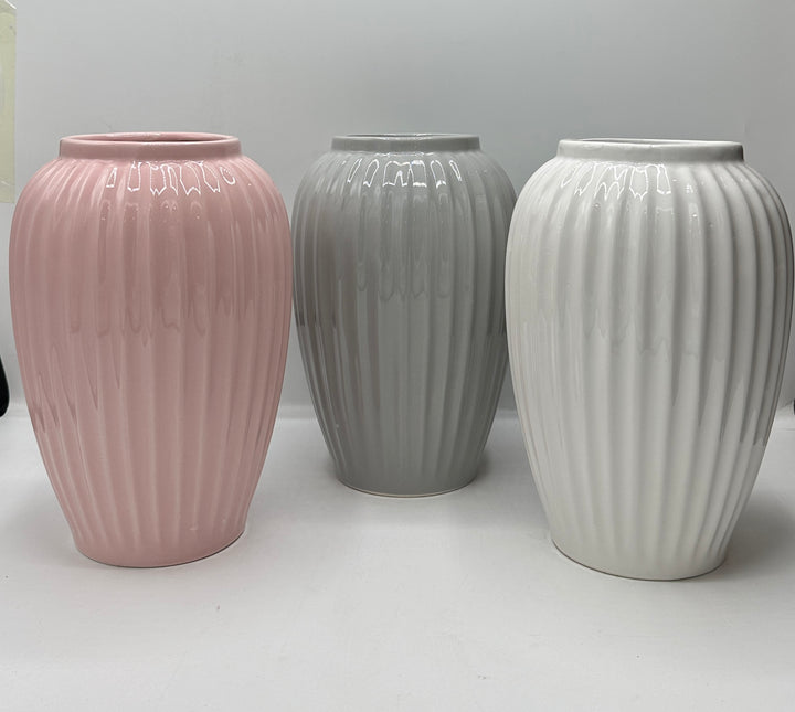 VASO-IN CERAMICA SMALTATA EFFETTO MILLE RIGHE- DIMENSIONE- H25cmx D13cm