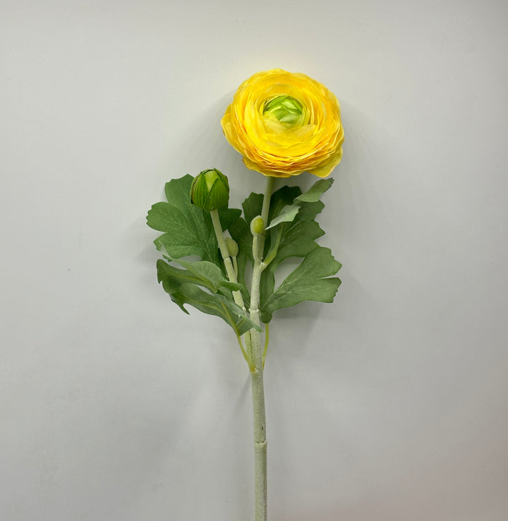 RANUNCOLI-CON STELO FLOCCATO VEROSIMILE-CON FOGLIE VELLUTATE- H50cm.