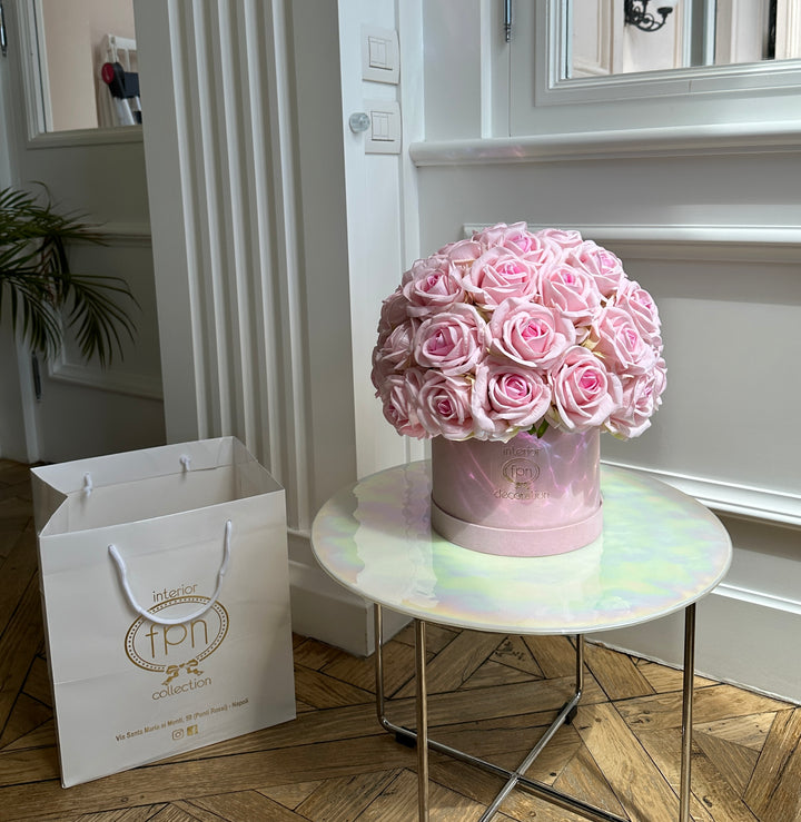 FLOWERY BOX COMPOSTA CON ROSE ARTIFICIALI ROSA-DISPONIBILE IN DUE DIMENSIONI