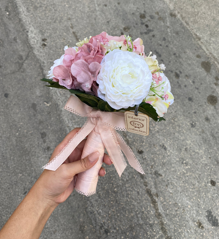BOUQUET ARTIFICIALE- rosa e bianco