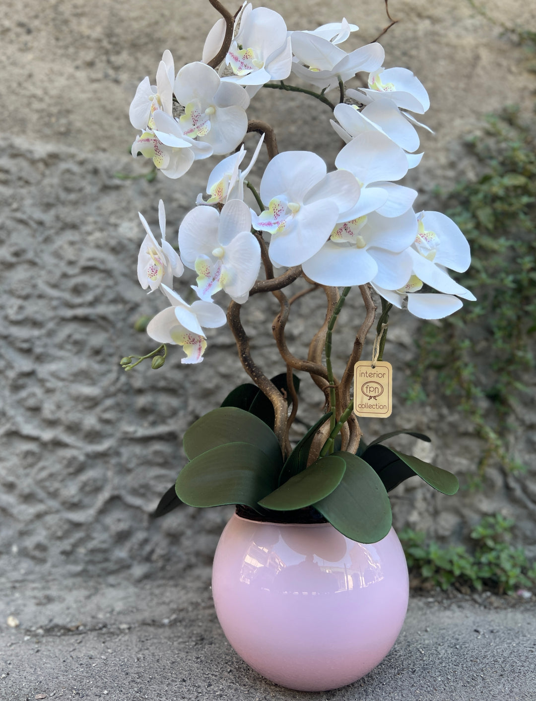 ORCHIDEA-CON VASO ROSA-ARTIFICIALE-REAL TOUCH-H65cm