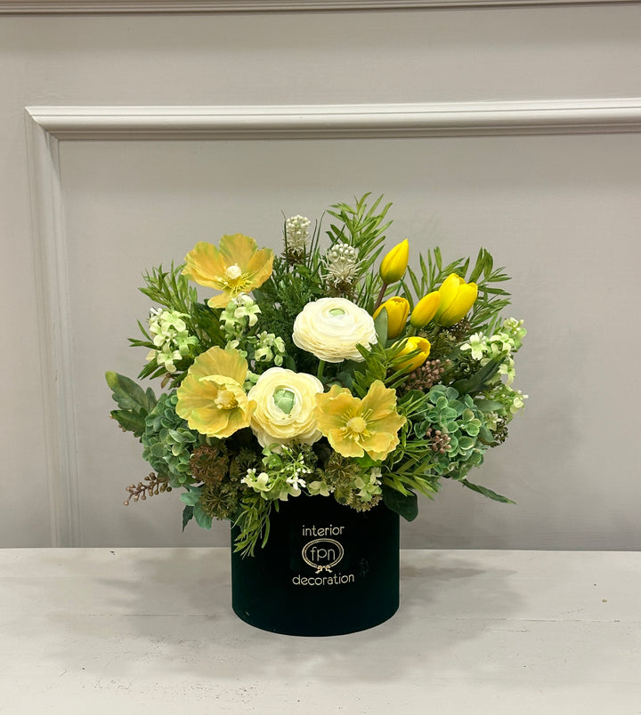 FLOVERY-BOX-COMPOSTA CON FIORI ARTIFICIALI--COLORI COME IN FOTO-H40cm