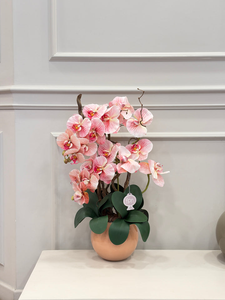 ORCHIDEA-ARTIFICIALE-REAL TOUCH-ROSA-CON VASO ROSA CIPRIA-H65CM