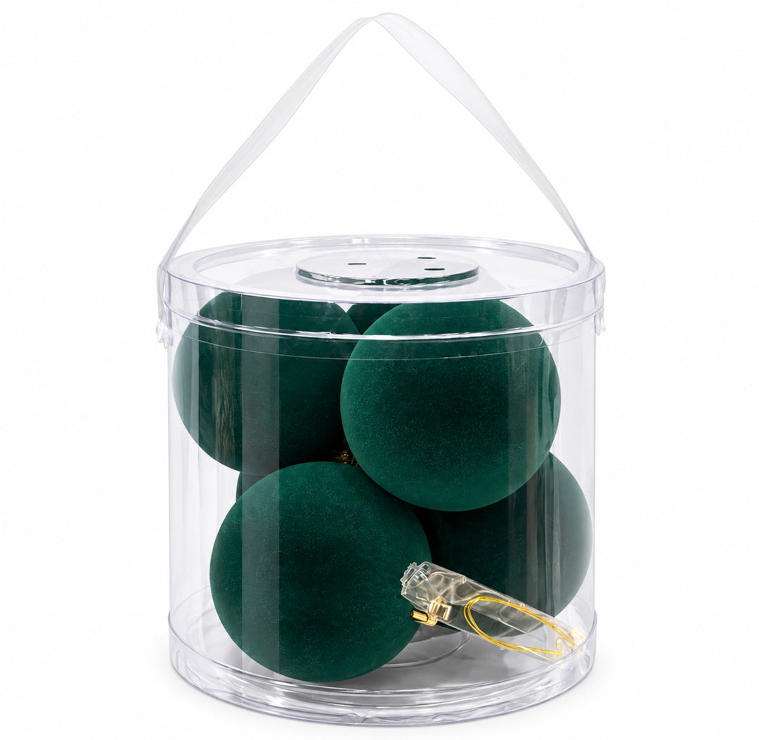 BLISTER DA 6 SFERE IN VELLUTO VERDE INGLESE- DIA10cm