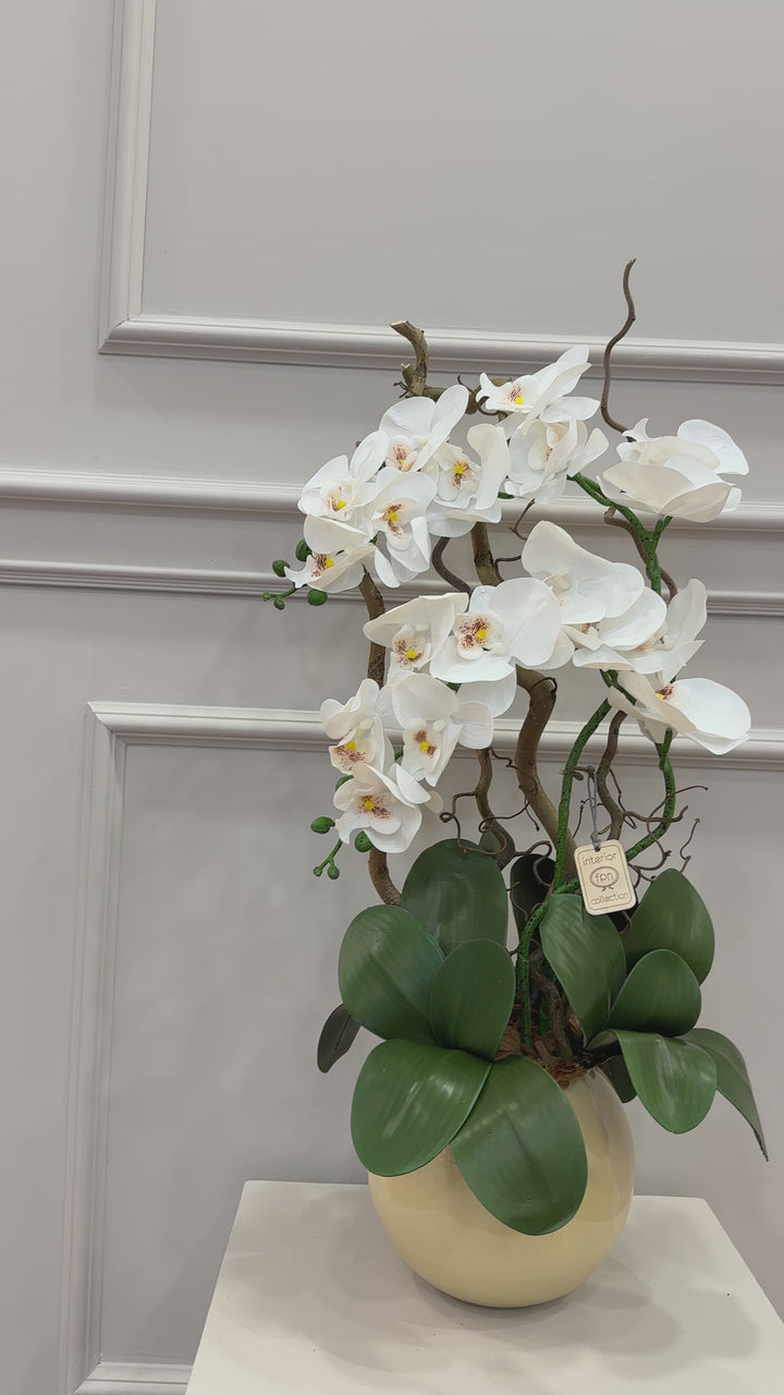 ORCHIDEA-CON VASO COLOR BEIGE - ARTIFICIALE- REAL TOUCH-H65cm